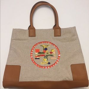 Tory Burch Embroidered Ella Logo Tote